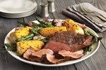 Lemon Garlic Grilled Beef Tri-Tip with vegetables